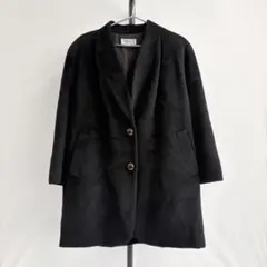 美品 VINVERT カシミヤ ウール ノーカラーコート ブラック 9号 Ｍ相当のサムネイル