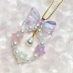 ハンドメイド｜ビーズストラップ｜パープル