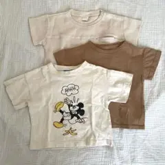 ベージュ系Tシャツ3枚セット 80.85.90テータテート ミッキー 韓国子供服