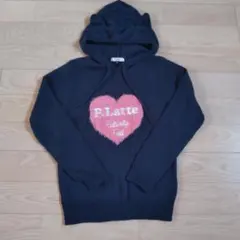 PINK-latte/ハートロゴ フード付きニットパーカー紺165