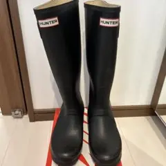 HUNTER ブラック ラバー長靴 バックル付き　24cm UK5