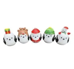【週末限定セール】シマエナガ　クリスマス　オブジェ5点セット　サンタ　キャンドゥ