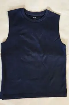 UNIQLO エアリズムコットンノースリーブTシャツ ネイビーS