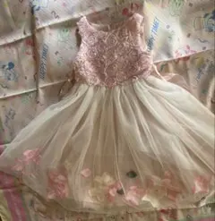 キャサリンコテージ チュールドレス 裾花びら120cm ピンク　美品