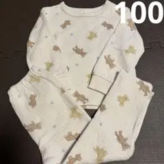 パジャマ　キルト　長袖　スリム　くま　100