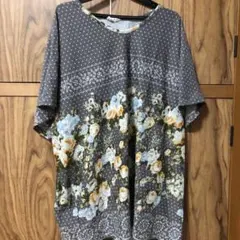 半袖 花柄 チュニック