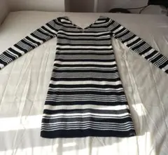 rienda ストライプ Vネック ニットワンピース