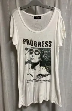 週末お値下げ　CECIL McBEE 半袖Tシャツ ホワイト ラインストーン