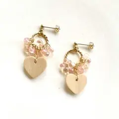 handmade ハートのつぶつぶピアス