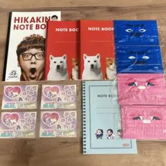 ヒカキンノート、しなこ&ふてニャンシール、ガチャピンムックマスク、三太郎ノート