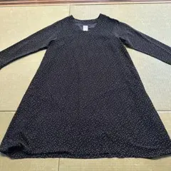 【URBEN RESEARCH】黒のドット柄長袖ワンピース /M