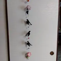 NO4　季節の吊るし飾り　夏　　 ツバメ　朝顔　一本吊るし飾り　ハンドメイド