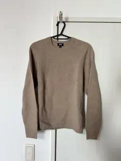 ユニクロ UNIQLO プレミアムラムクルーネックセーター S ベージュ ニット