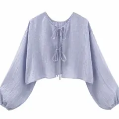GRL 前後2Wayシフォンリボンカーディガン fo2112 ブルーのサムネイル