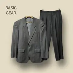 347 【BASIC GEAR】　スーツ　セット　グレー　ストライプ　ジャケット