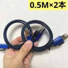 LANケーブル0.5M2本セット イーサネットケーブル 平型ナイロン編組
