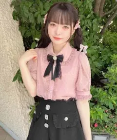 新品タグ付★ ROJITA ドビードットシアーブラウス ブローチ無し 地雷系