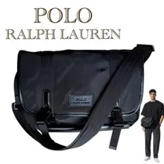 美品✨ポロ ラルフローレン メッセンジャーバッグ ショルダーバッグ　レザー　黒