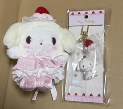 【匿名配送】マイメロディ いちごホイップケーキマスコットチャーム　キーホルダー