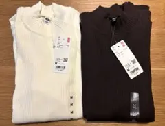 新品　ユニクロ　リブハイネックT 長袖　リブハイネック　リブタートル　2枚