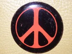 60’S★ピースマーク★缶バッジ★9★黒橙★ビンテージ★ヒッピー★平和★反戦