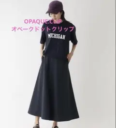 最終値下げ！OPAQUE.CLIP ストレッチギャバフレアスカート　ネイビーのサムネイル