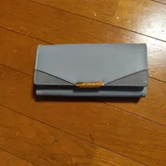 ライトブルー 三つ折り財布 合成皮革