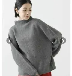 グレー 長袖ニットセーター 日本製