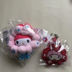 大阪・関西万博　ミャクミャク　マイメロ　カラビナ付　キラキラレザーキーホルダー