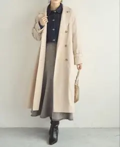 コヒナ cohina フード付きライトトレンチフレアコート