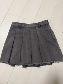 デニムプリーツミニスカート グレー Lサイズのサムネイル