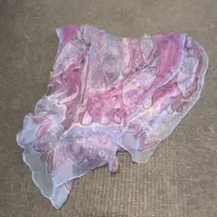 ペイズリー柄 シフォン スカーフ 紫系