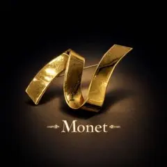 美品 ✨ ヴィンテージ Monet モネ リボンモチーフ ブローチ ゴールド