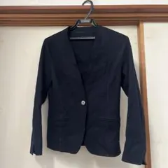 INDIVI ネイビー ノーカラージャケット