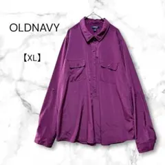OLD NAVY オーバーサイズ　シャツブラウス　トロミ素材　パープル　XLのサムネイル
