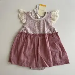肩レースロンパース 刺繍花柄 ワンピース しまむら ( 80 ) 新品