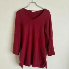 a.v.v. standard ワインレッド Vネック 長袖ニット