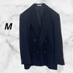 ブレザー【M】金ボタン ダブルテーラードジャケット　日本製　ネイビー 紺ブレ