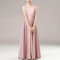 160｜LIANFOR サテンドレス ロング ピンク ジュニアドレス 試着のみのサムネイル