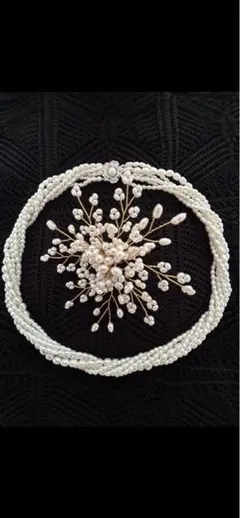 天然淡水パールネックレスとコサージュセット