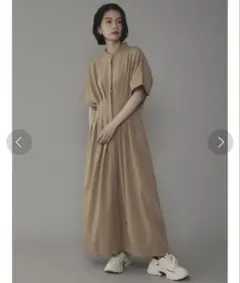 COTORICA リネンライクウエストタックワンピース