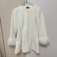 evelyn ビジューフレアコート 白