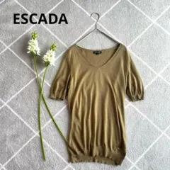ESCADA エスカーダ　Vネック　ニット　半袖　カシミヤ　ウール　シルク　34のサムネイル