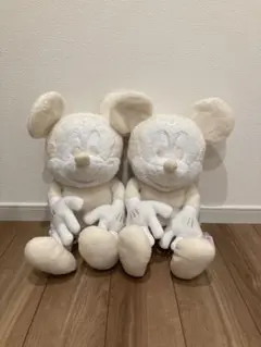 ミッキーマウス 100thプラチナホワイト 超BIGぬいぐるみ 2個セット