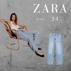 ZARA Z1975 ダメージ加工バギーレースデニムパンツ 32 - メルカリ