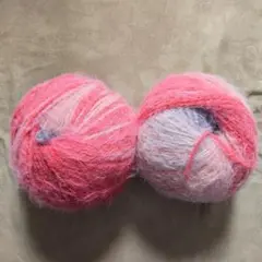 【新品未使用】ウール100% 毛糸 200g 編み物 桃 紫 マルチカラー