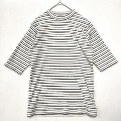 CINEMA CLUB 5分丈 ハイネック リブカットソー M ボーダー ピンク