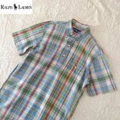 Ralph Lauren 希少マドラスチェック半袖シャツ M相当 プルオーバー