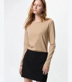 ユニクロ ソフトリブクルーネックTシャツ ベージュ Mサイズ 未使用品