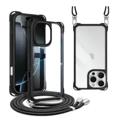 iPhone 16 Pro Max 用 ケース 縄掛け 肩掛け ストラップ付き
